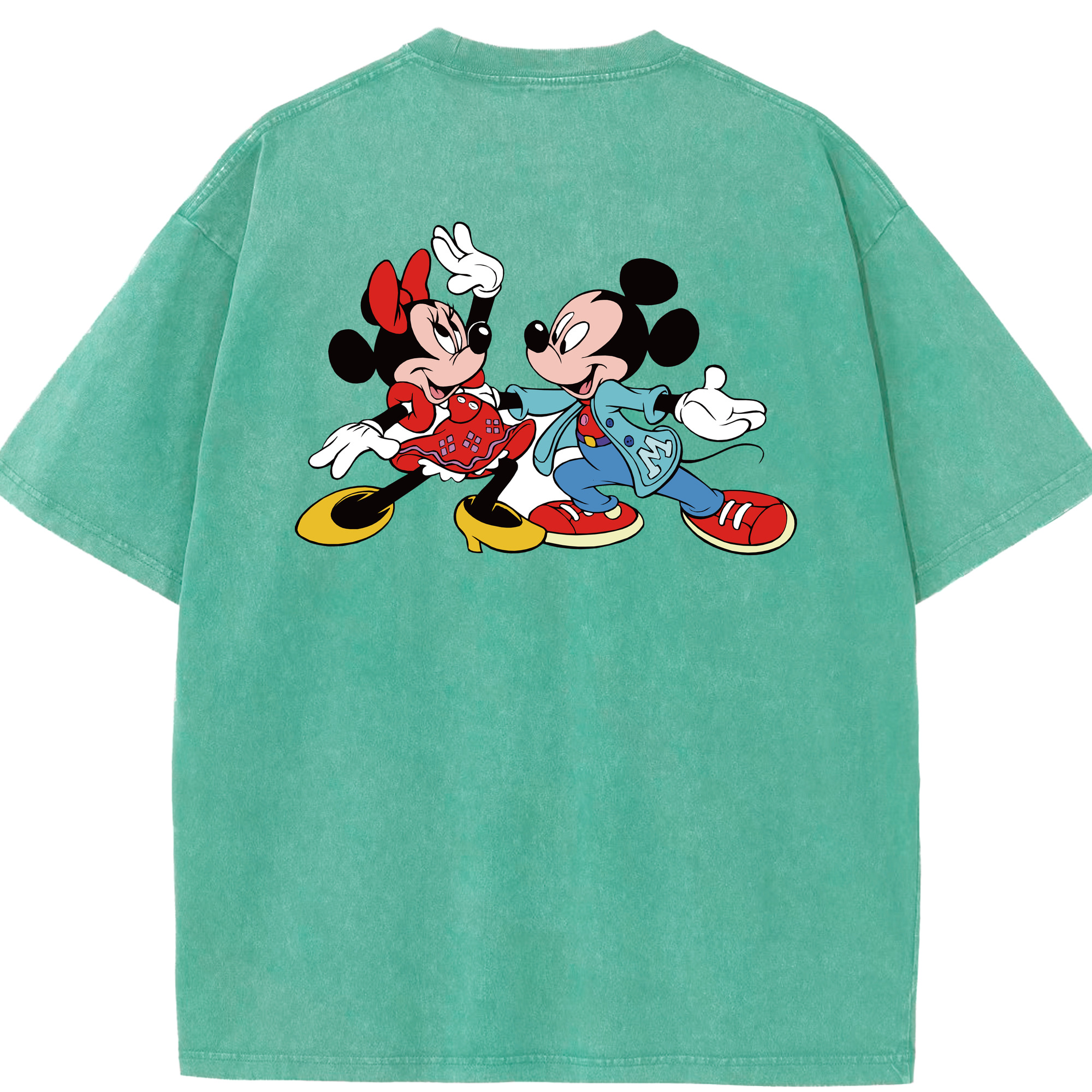 （画像用） ミッキーマウス Mickey Mouse 綿100% ヴィンテージ風 半袖Tシャツ（背面プリント）